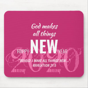 HAPPY NEW YEAR 2020 Customised Scripture PINK Mouse Mat