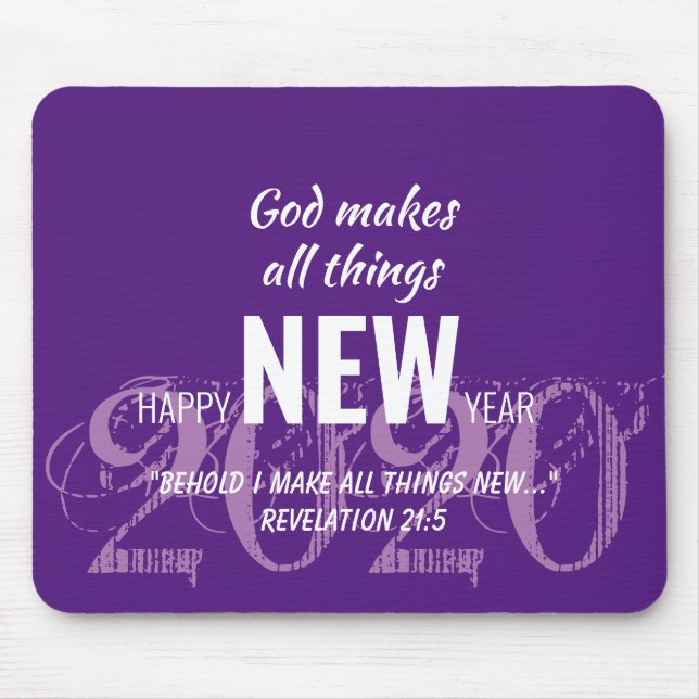 HAPPY NEW YEAR 2020 Customised Scripture PURPLE Mouse Mat (Front)
