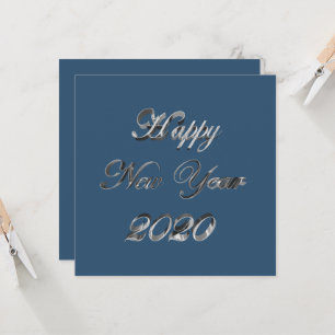 Happy New Year 2020 Elegant Corporate Blue Silver Card