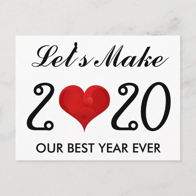 Happy New Year 2020 Motivational Quote Heart Holiday Postcard (Front)