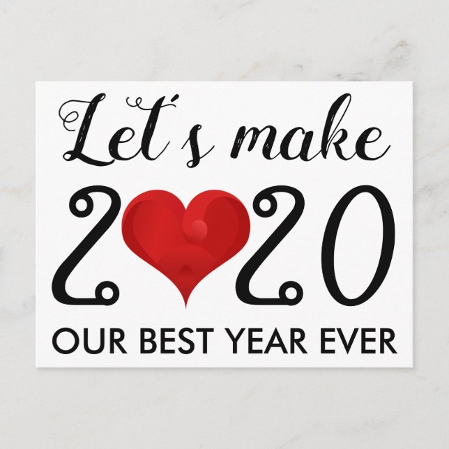Happy New Year 2020 Motivational Quote Heart Holiday Postcard (Front)