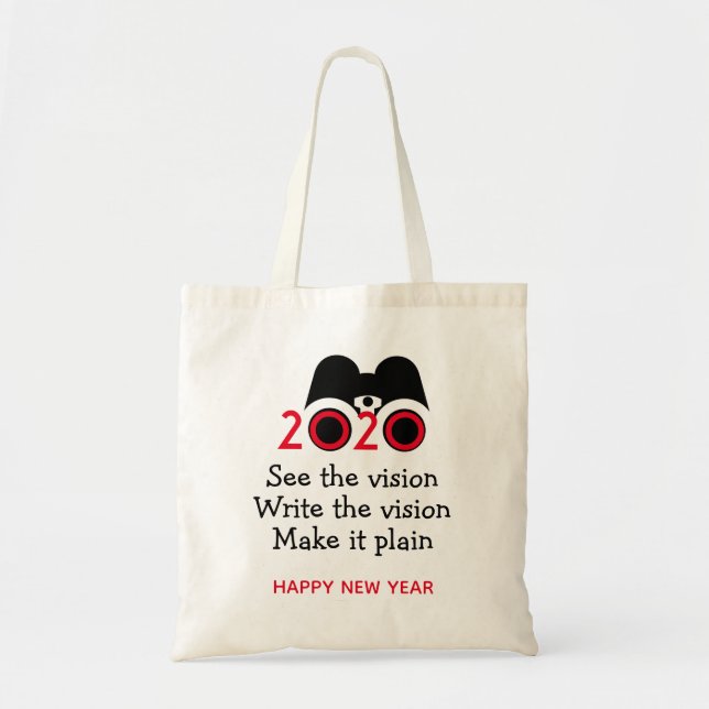 Happy New Year 2020 Vision Binoculars Tote Bag (Front)