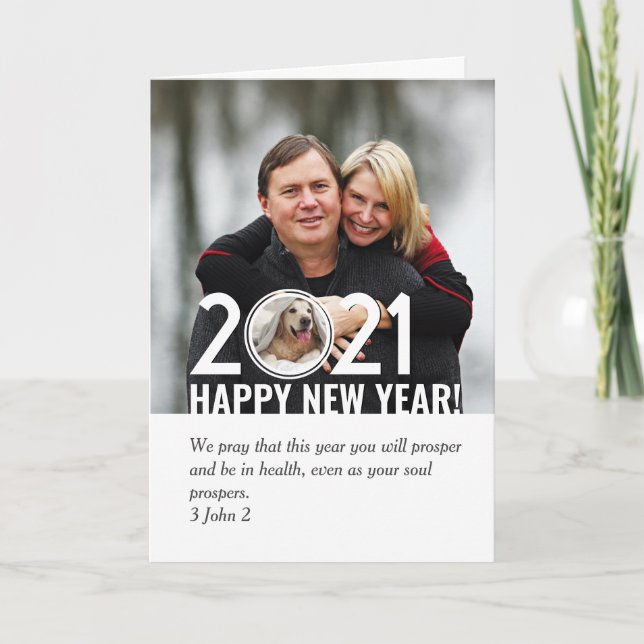 HAPPY NEW YEAR | 2021 2 Photo | Scripture Holiday Card (Front)