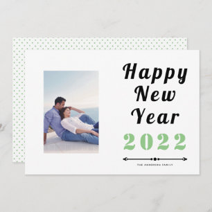 Happy New Year 2021 bold typography sage photo Holiday Card
