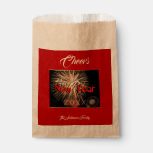 Happy New Year 2021 Fireworks in red Favour Bag