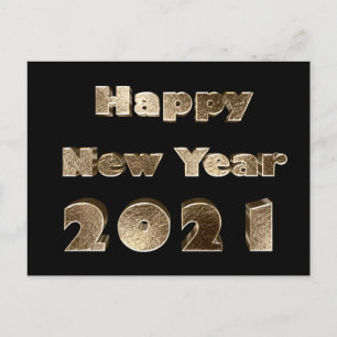 Happy New Year 2021 Gold Look Chic Elegant Holiday Postcard