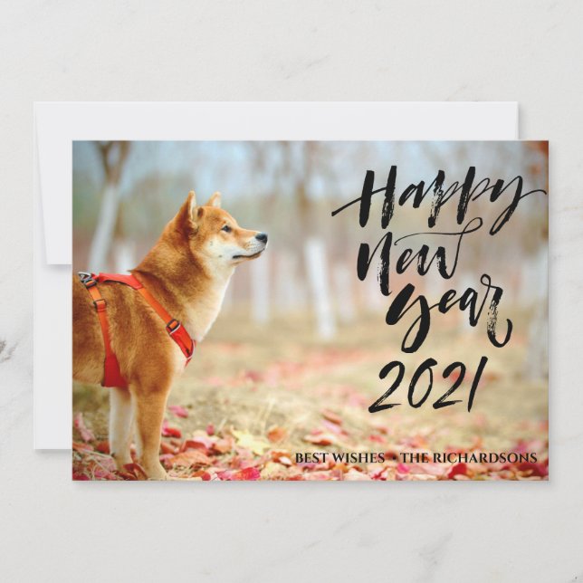 HAPPY NEW YEAR 2021 | Modern Script Full Photo Holiday Card (Front)