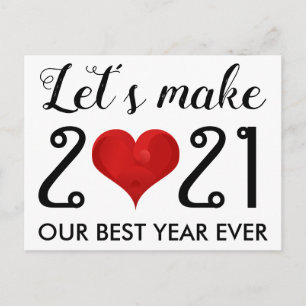 Happy New Year 2021 Motivational Quote Heart Holiday Postcard
