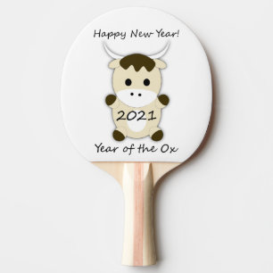 Happy New Year 2021 Year of the Ox Ping Pong Paddle