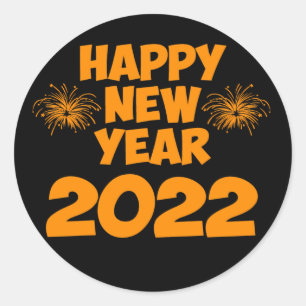 happy new year 2022 classic round sticker