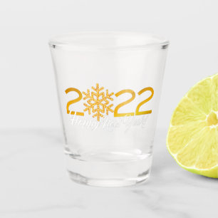 Happy New Year 2022 Design with Gold Number Shot Glass