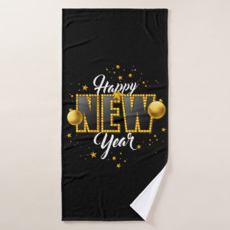 Happy New Year 2022 Design with Light Bulb Letter Bath Towel