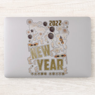 Happy New Year 2022, Holiday Gold Glitter Festive