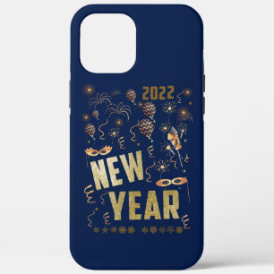Happy New Year 2022, Holiday Gold Glitter Festive iPhone 12 Pro Max Case