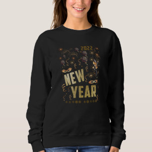 Happy New Year 2022, Holiday Gold Glitter Festive Sweatshirt