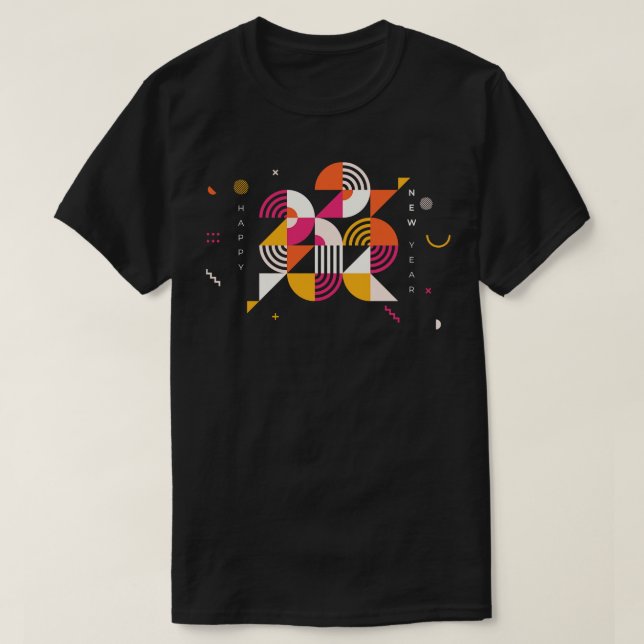 Happy New Year 2022 Modern Geometric Design 3 T-Shirt (Design Front)