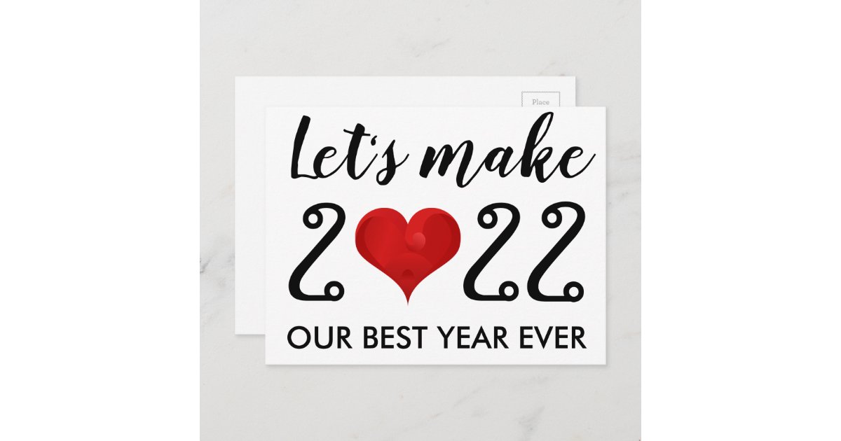 Happy New Year 2022 Motivational Quote Heart Holiday Postcard | Zazzle