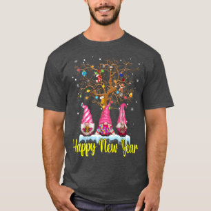 Happy New Year 2022 Pink Gnomes Xmas Family Firewo T-Shirt