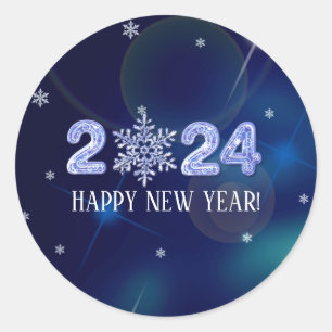 Happy New Year 2022. Snowflake design Gift Classic Round Sticker