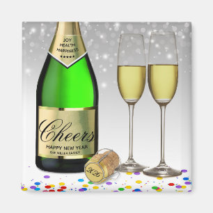 Happy New Year 2022 Sparkling Wine Bottle Magnet