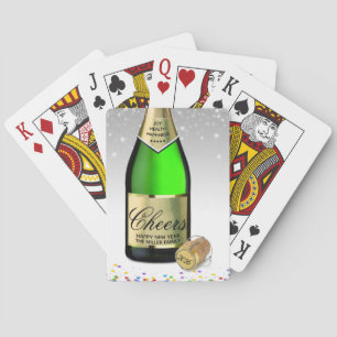 Happy New Year 2022 Sparkling Wine Bottle Playing Cards