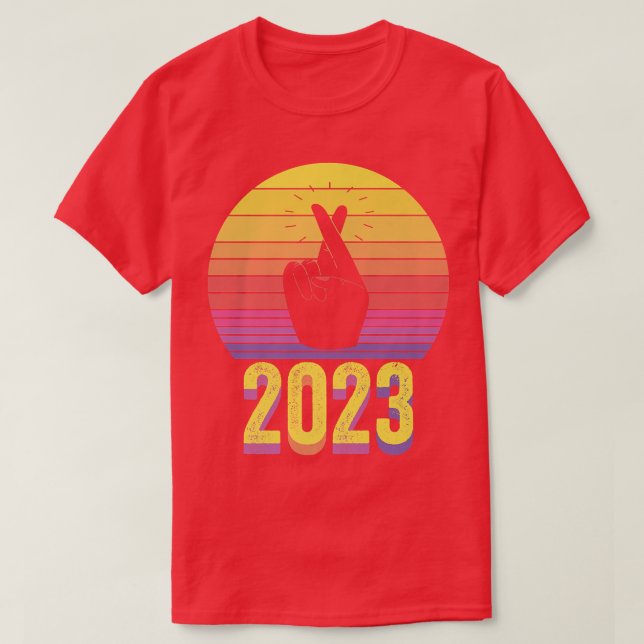 Happy New Year 2023 Fingers Crossed 2023 Retro Vin T-Shirt (Design Front)