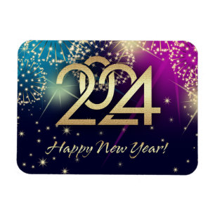 Happy New Year 2023. Fireworks and Gold Numbers Magnet