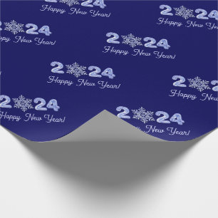 Happy New Year 2023. Ice Numbers & Snowflake Gift Wrapping Paper