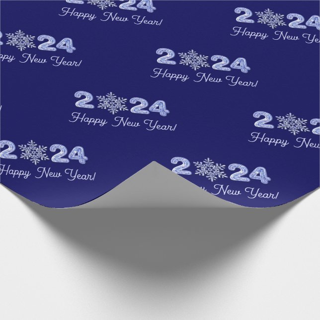 Happy New Year 2023. Ice Numbers & Snowflake Gift Wrapping Paper (Corner)