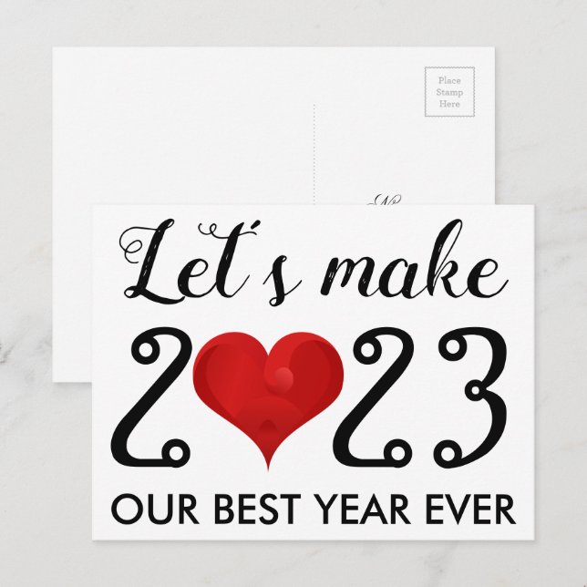 Happy New Year 2023 Motivational Quote Heart Holiday Postcard (Front/Back)