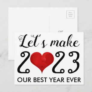 Happy New Year 2023 Motivational Quote Heart Holiday Postcard