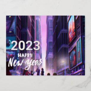 Happy new Year 2023 - New York City Foil Holiday Postcard