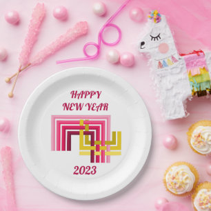 HAPPY NEW YEAR 2023, PAPER PLATE