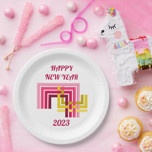 HAPPY NEW YEAR 2023, PAPER PLATE  (Party)