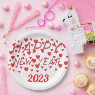 HAPPY NEW YEAR 2023, PAPER PLATE