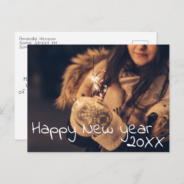 Happy New Year 2023 Script Full Photo Postcard (Front/Back)
