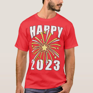 HAPPY NEW YEAR 2023 WITH GOLD AND WHITE FIREWORKS T-Shirt