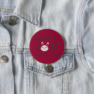 Happy New Year 2023 Year of the Rabbit 7.5 Cm Round Badge