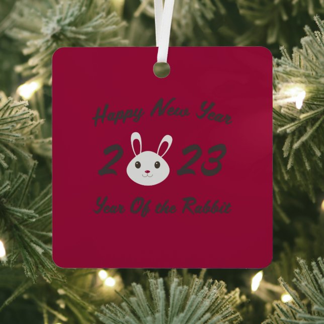 Happy New Year 2023 Year of the Rabbit Metal Tree Decoration (Insitu)