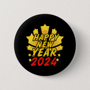 Happy New Year 2024 6 Cm Round Badge
