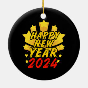 Happy New Year 2024  Ceramic Tree Decoration