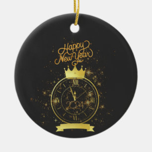 Happy New Year 2024 Ceramic Tree Decoration