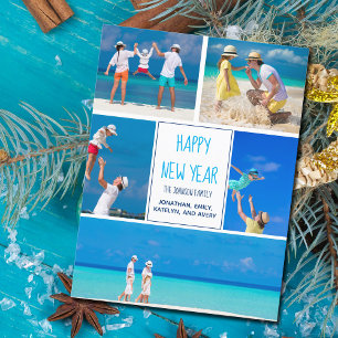Happy New Year 2024 Chic Modern Photo Collage Postcard