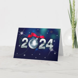 Happy New Year 2024. Christmas Bauble Holiday Card
