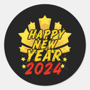 Happy New Year 2024  Classic Round Sticker