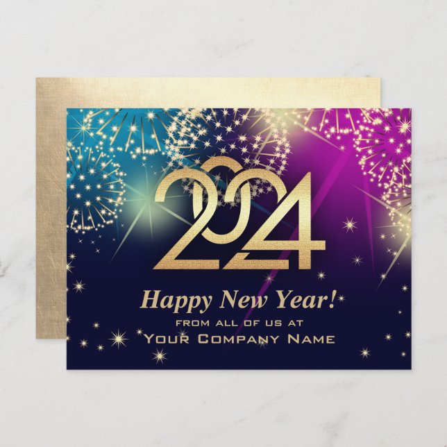 Happy New Year 2024. Custom Corporate Card (Front/Back)