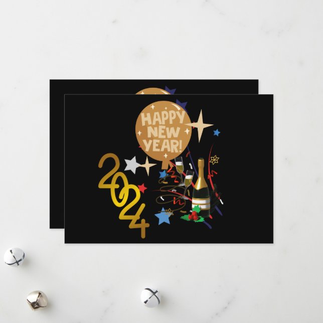 Happy New Year 2024 Holiday Card (Front/Back In Situ)