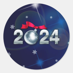 Happy New Year 2024. Holiday Classic Round Sticker