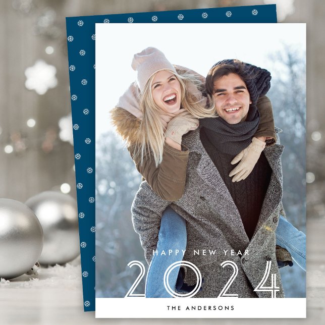 Happy New Year 2024 Modern Photo Holiday Card (Creator Uploaded)