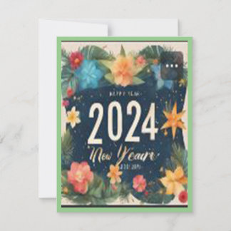 Happy New Year 2024 Nature's Celebration Mosaic Invitation